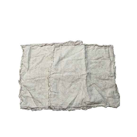 Vintage Rachel Ashwell Shabby Chic 100% Linen Ruffle Embossed Print Pillowcases - Picture 1 of 9